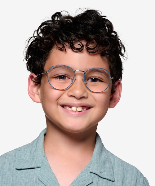 Wondrous Shiny Silver Blue MetalEyeglass Frames for Men from EyeBuyDirect