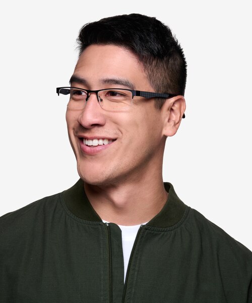 Beau Noir Plastic-metalMontures de lunettes de vue pour Hommes d'EyeBuyDirect