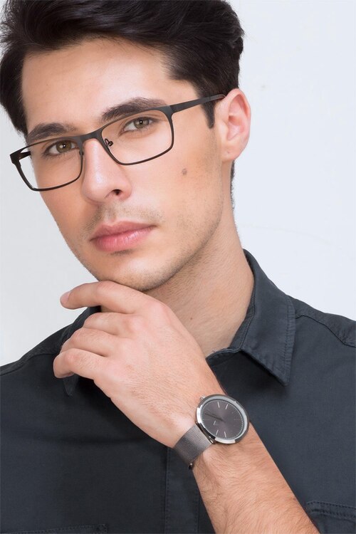 Dublin Matte Black MétalMontures de lunettes de vue pour Hommes d'EyeBuyDirect