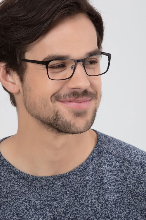 Dublin Matte Black MetalEyeglass Frames for Men from EyeBuyDirect