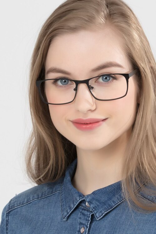 Dublin Matte Black MetalEyeglass Frames for Women from EyeBuyDirect