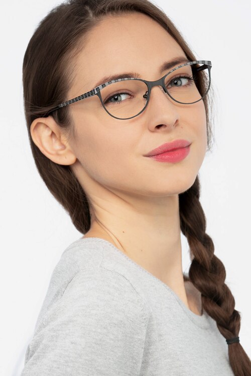 Deco Black Gray MetalEyeglass Frames for Men from EyeBuyDirect
