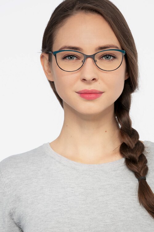 Deco Gunmetal Green MétalMontures de lunettes de vue pour Femmes d'EyeBuyDirect