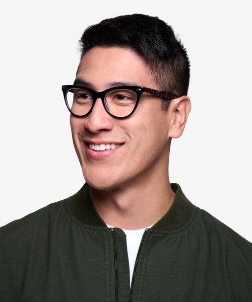 Anika Noir AcétateMontures de lunettes de vue pour Hommes d'EyeBuyDirect