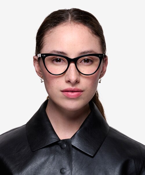 Anika Noir AcétateMontures de lunettes de vue pour Femmes d'EyeBuyDirect