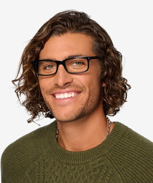 Mandi Noir AcétateMontures de lunettes de vue pour Hommes d'EyeBuyDirect
