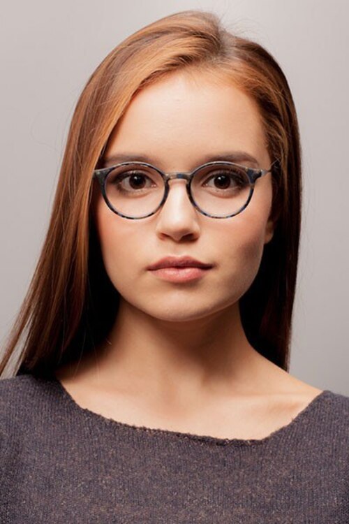 Columbia Matte Blue & Camouflage AcetateEyeglass Frames for Women from EyeBuyDirect