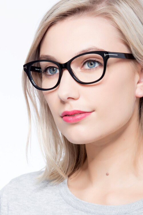 Mia Farrow Black AcetateEyeglass Frames for Women from EyeBuyDirect