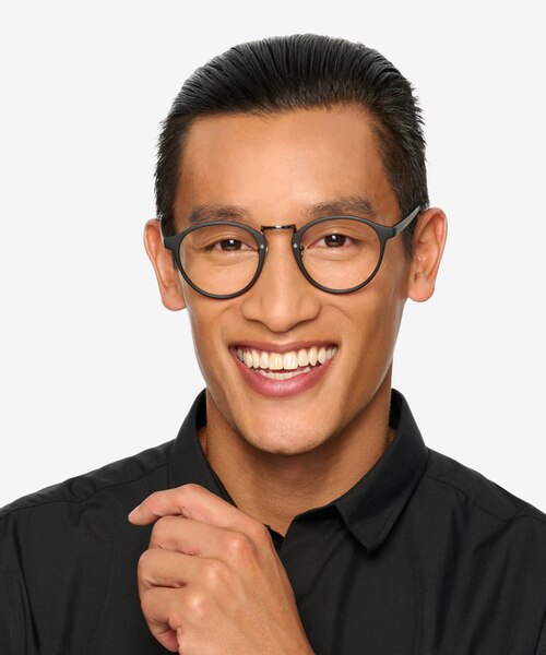 Chillax Matte Black & Gunmetal MetalEyeglass Frames for Men from EyeBuyDirect