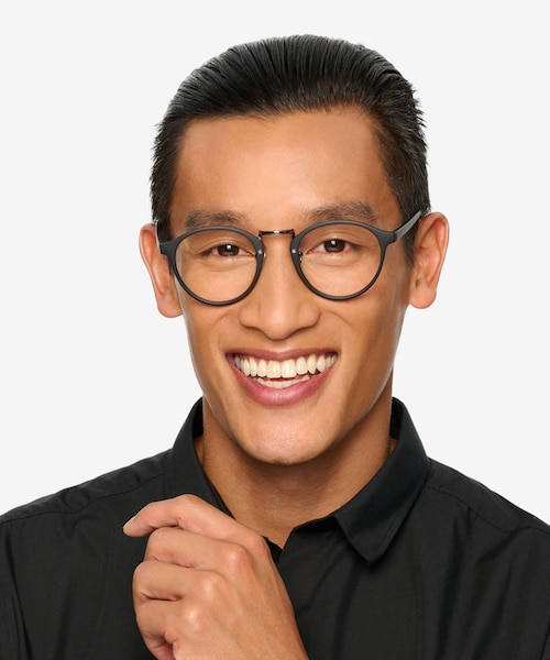 Chillax Matte Black & Gunmetal MetalEyeglass Frames for Men from EyeBuyDirect