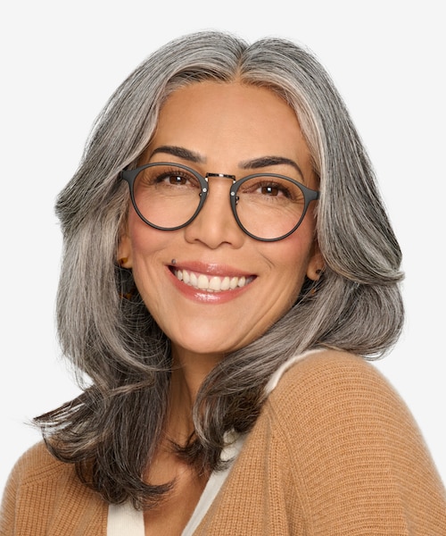 Chillax Matte Black & Gunmetal MetalEyeglass Frames for Women from EyeBuyDirect
