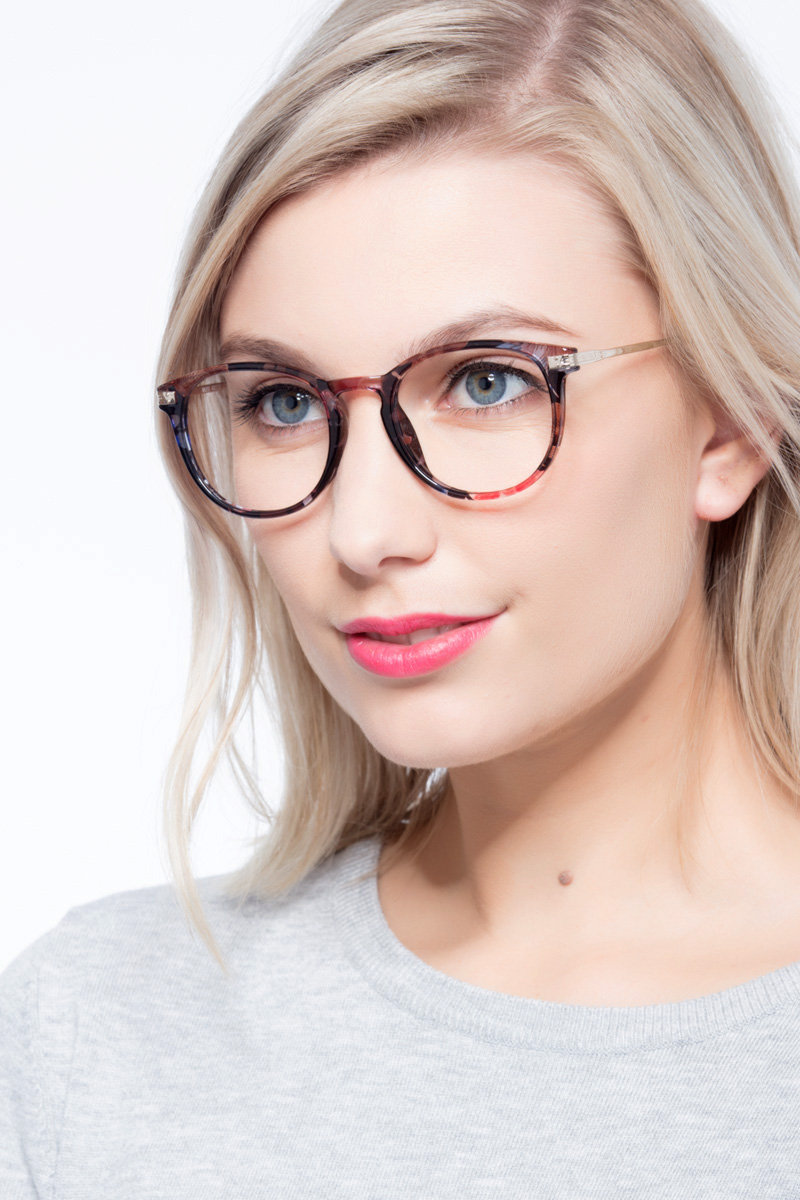 Muse Round Blue Floral Glasses for Women | Eyebuydirect
