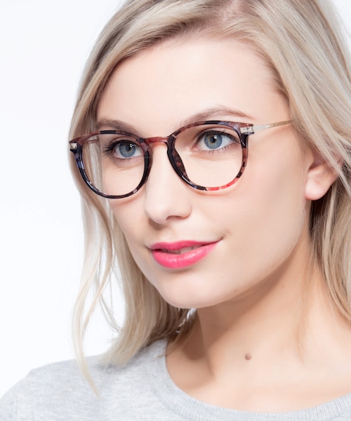 Muse Blue Floral Plastic, MetalEyeglass Frames for Women from EyeBuyDirect