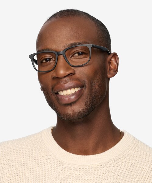 Bristol Matte Black AcetateEyeglass Frames for Men from EyeBuyDirect