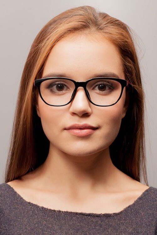 Moody Black & Red PlasticEyeglass Frames for Women from EyeBuyDirect