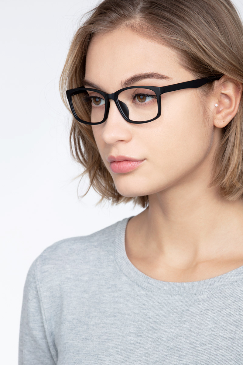 Boston Rectangle Matte Black Full Rim Eyeglasses Eyebuydirect Canada