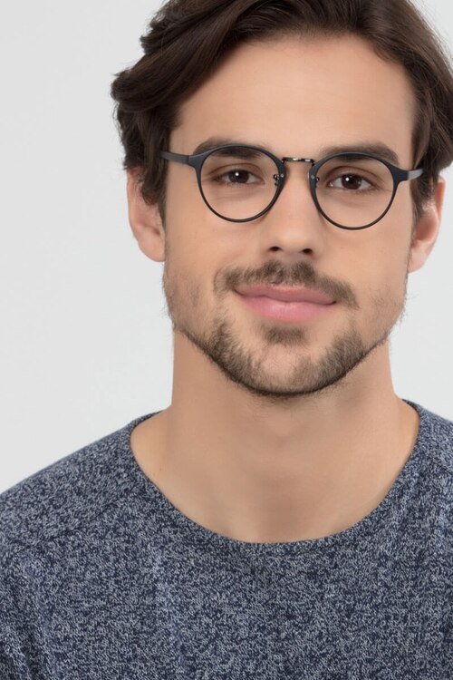 Small Chillax Matte Black & Gunmetal PlasticEyeglass Frames for Men from EyeBuyDirect