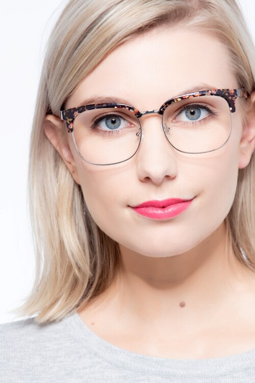 Charleston Silver & Floral Plastic-metalEyeglass Frames for Women from EyeBuyDirect