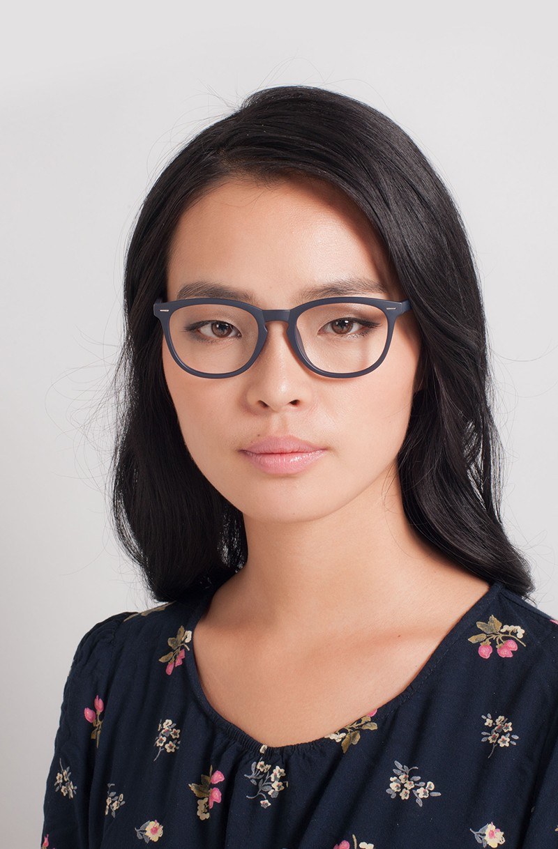 Yolo Round Matte Navy Full Rim Eyeglasses | Eyebuydirect Canada