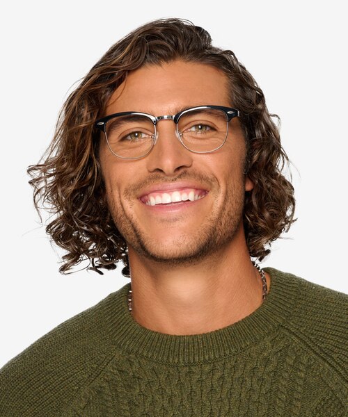 Coexist Black & Silver Plastic-metalEyeglass Frames for Men from EyeBuyDirect