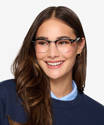 Progressive Transitions Eyeglasses Online with Large Fit, Round, Full-Rim Acetate/ Metal Design — Dazzle in Clear/pink/blue by Eyebuydirect - Lenses