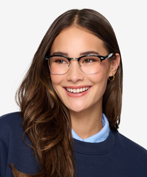 Coexist Black & Silver Plastic-metalEyeglass Frames for Women from EyeBuyDirect