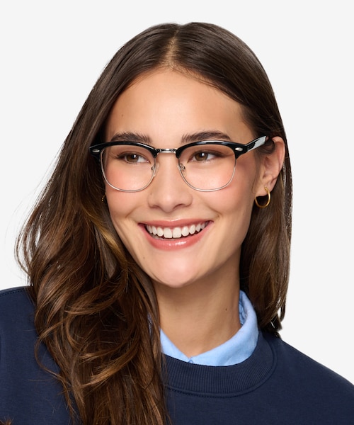 Coexist Black & Silver Plastic, MetalEyeglass Frames for Women from EyeBuyDirect