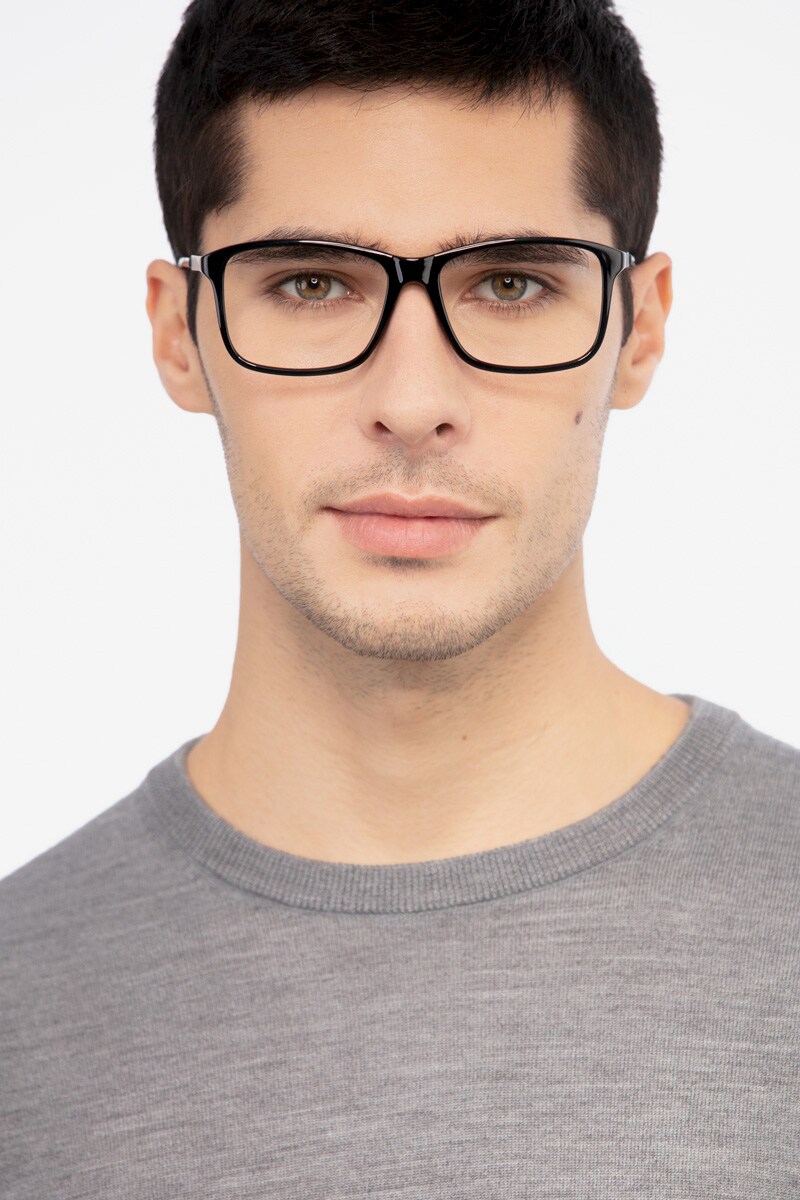 TYMER  PABLO(パブロ)  ONE SIZE  MATT BLACK/P.GREY Pablo Square Black Glasses for Men | Eyebuydirect
