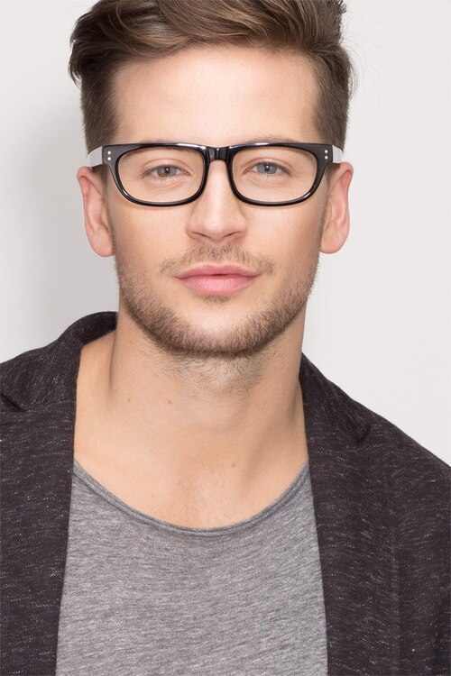 Oslo Shiny Black AcetateEyeglass Frames for Men from EyeBuyDirect