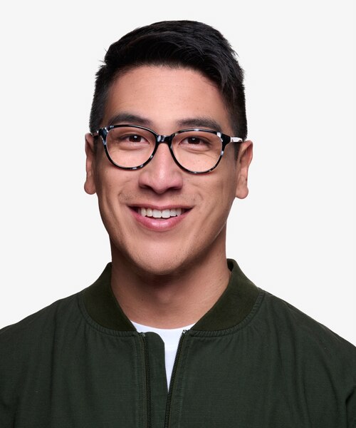 Hepburn Gray & Floral AcétateMontures de lunettes de vue pour Hommes d'EyeBuyDirect