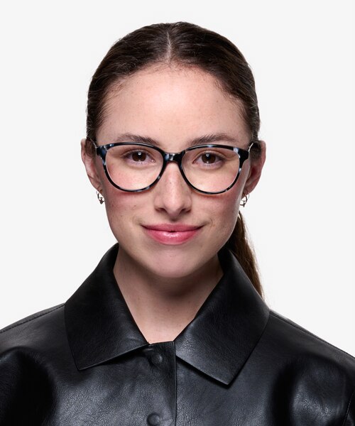 Hepburn Gray & Floral AcétateMontures de lunettes de vue pour Femmes d'EyeBuyDirect