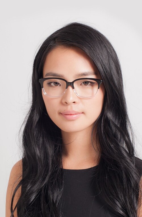 Escapee Clear & Black AcetateEyeglass Frames for Women from EyeBuyDirect