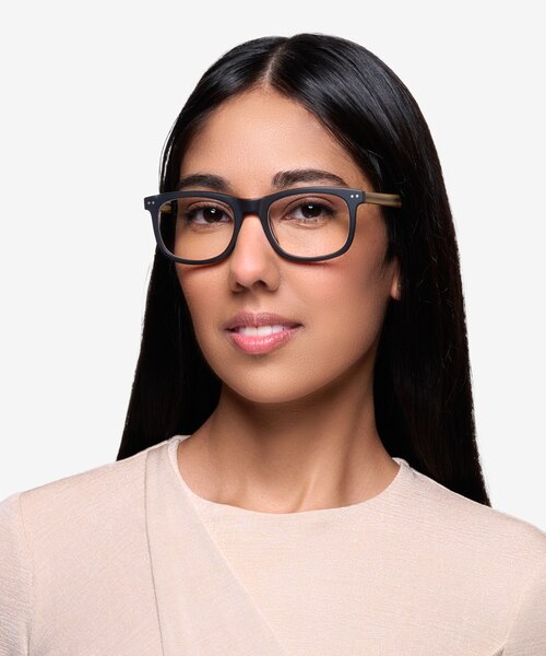 Montreal Matte Black AcétateMontures de lunettes de vue pour Femmes d'EyeBuyDirect