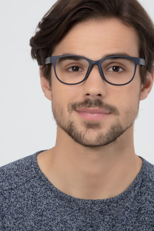 Warren Matte Navy PlasticEyeglass Frames for Men from EyeBuyDirect