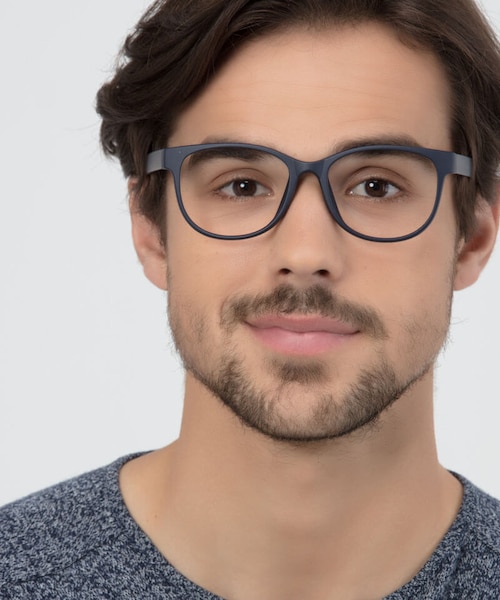 Warren Matte Navy PlasticEyeglass Frames for Men from EyeBuyDirect