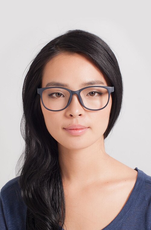 Warren Matte Navy PlasticEyeglass Frames for Women from EyeBuyDirect