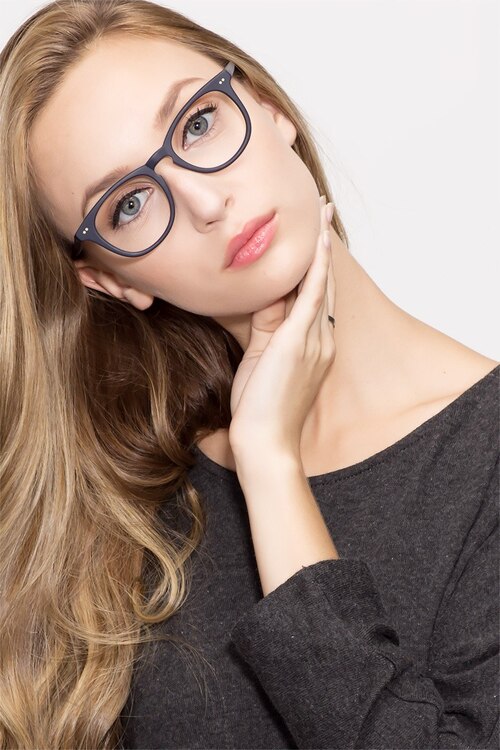 Providence Matte Navy AcetateEyeglass Frames for Women from EyeBuyDirect