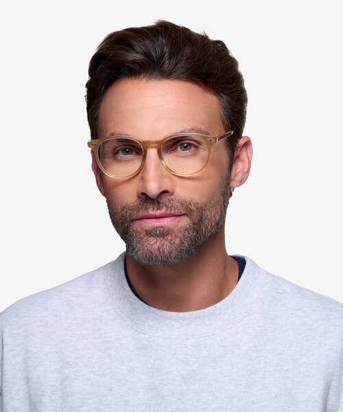 Aura Matte Champagne AcetateEyeglass Frames for Men from EyeBuyDirect