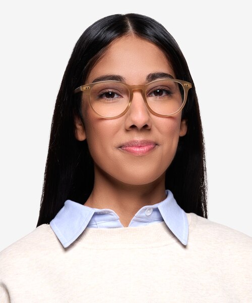 Aura Matte Champagne AcetateEyeglass Frames for Women from EyeBuyDirect