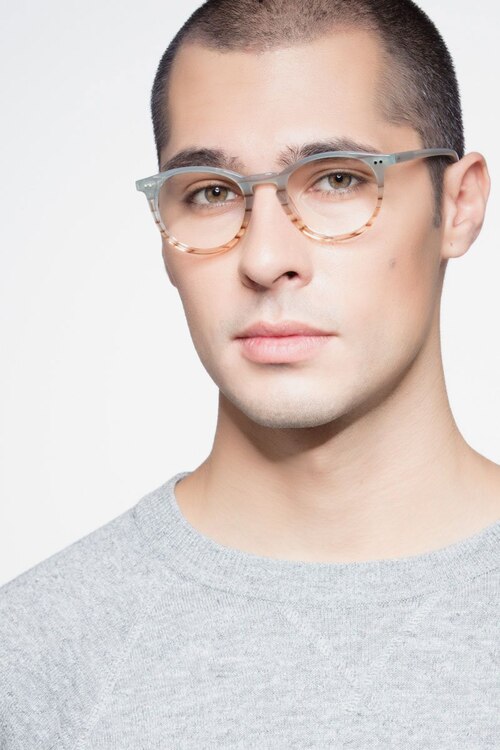 Kyoto Green Striped AcetateEyeglass Frames for Men from EyeBuyDirect