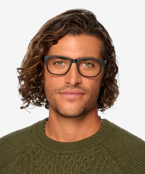 Milo Matte Black PlasticEyeglass Frames for Men from EyeBuyDirect