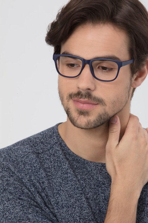 Milo Matte Navy PlastiqueMontures de lunettes de vue pour Hommes d'EyeBuyDirect