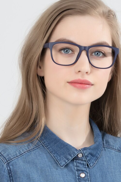 Milo Matte Navy PlastiqueMontures de lunettes de vue pour Femmes d'EyeBuyDirect