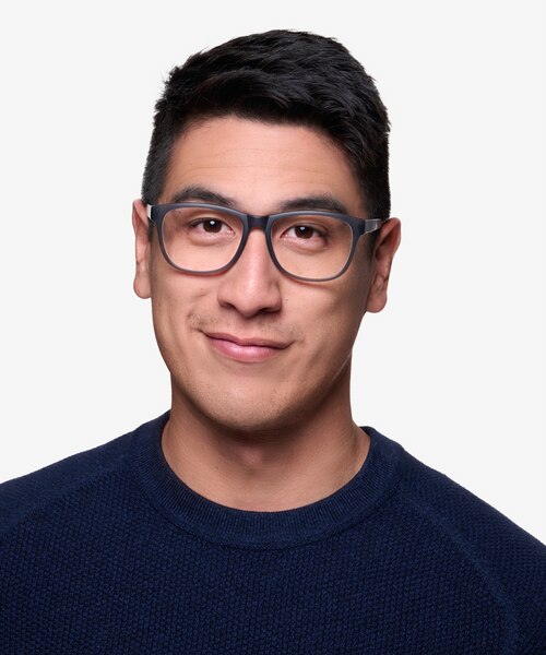 Milo Matte Gray PlastiqueMontures de lunettes de vue pour Hommes d'EyeBuyDirect