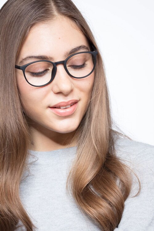 Dinah Matte Black PlastiqueMontures de lunettes de vue pour Femmes d'EyeBuyDirect