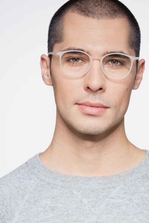 Dinah Matte White PlastiqueMontures de lunettes de vue pour Hommes d'EyeBuyDirect
