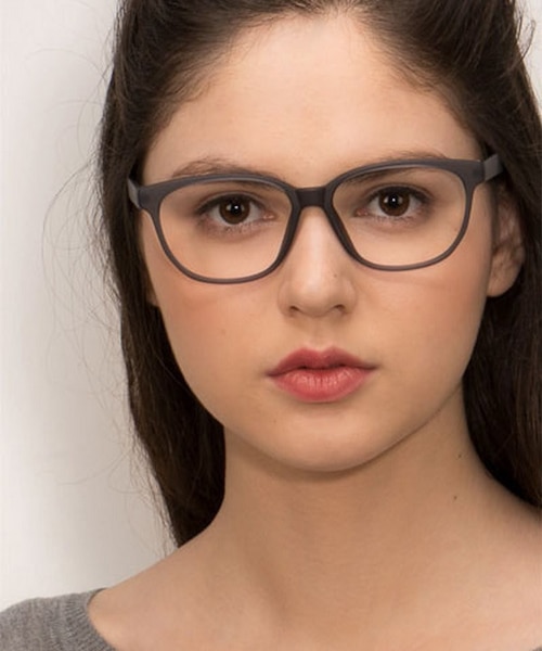 Moody Matte Gray PlasticEyeglass Frames for Women from EyeBuyDirect