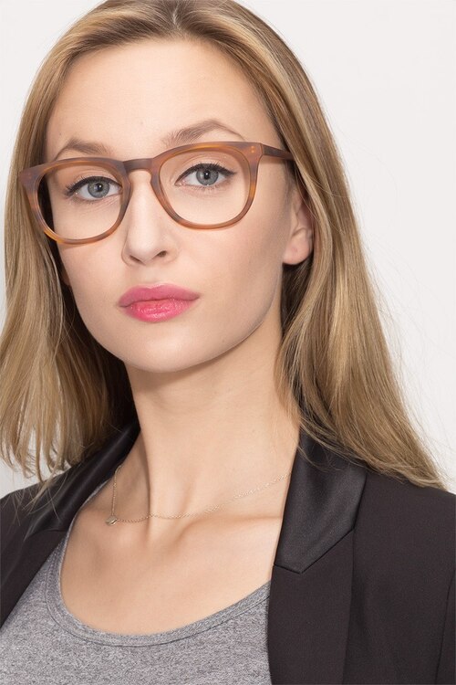 Providence Brown Striped AcetateEyeglass Frames for Women from EyeBuyDirect