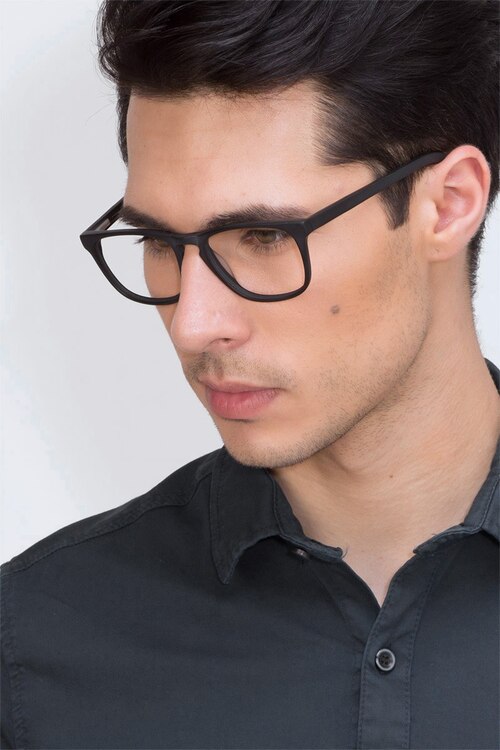 Rhode Island Matte Black AcetateEyeglass Frames for Men from EyeBuyDirect