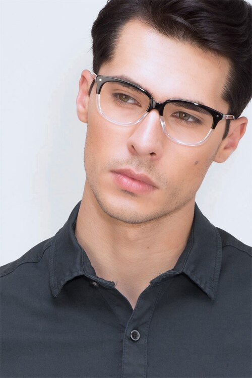 Escapee Black & Clear AcetateEyeglass Frames for Men from EyeBuyDirect